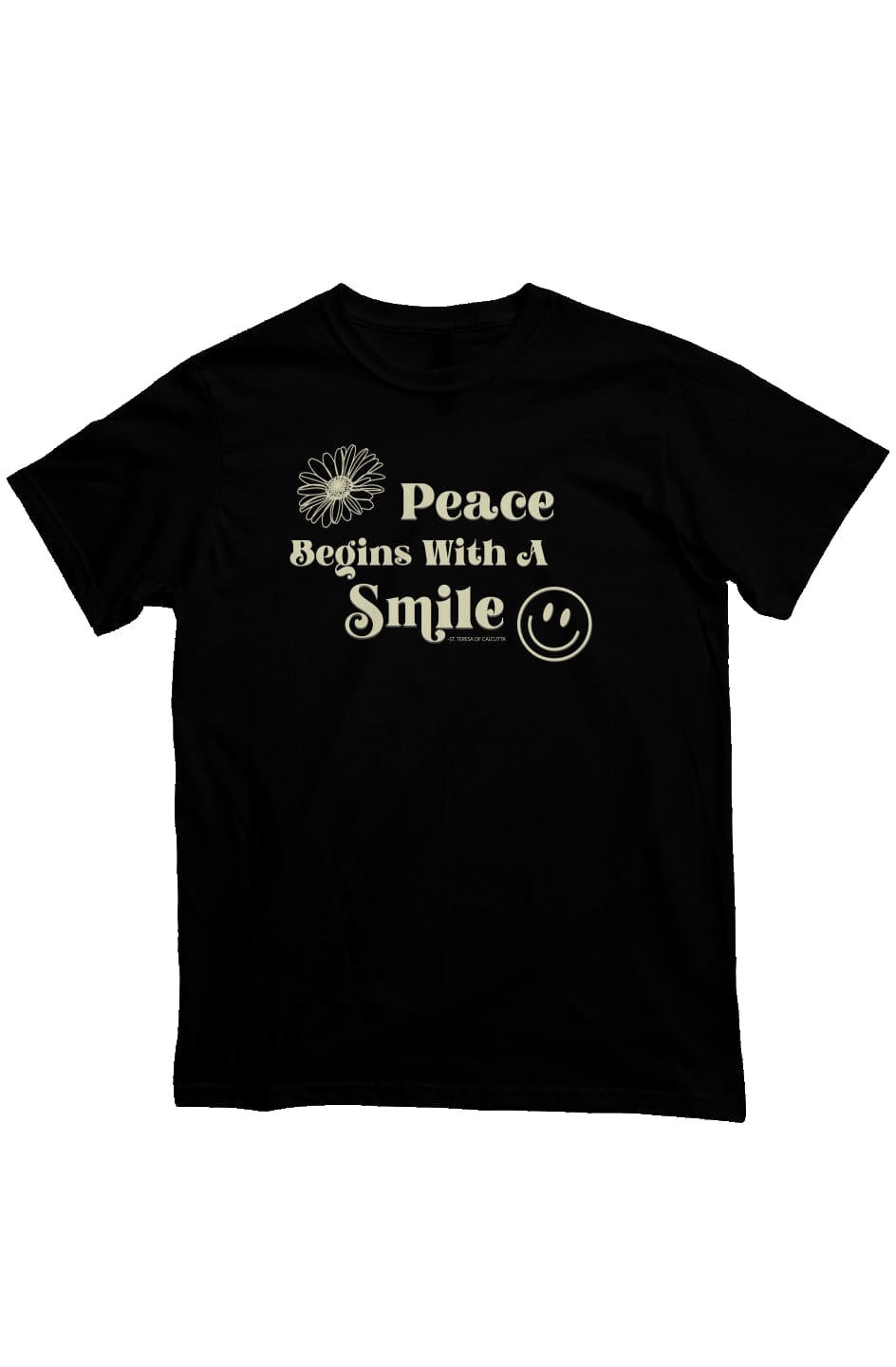Apliiq tshirts black / s Peace Begins With a Smile - Mother Teresa Organic Cotton Tee