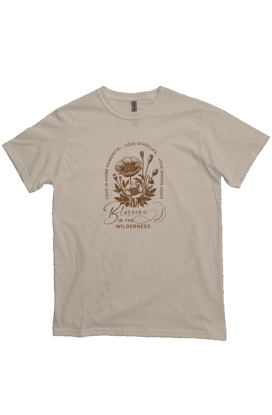 Apliiq tshirts natural / s Love Blossoms - Pope Francis Organic Cotton Tee