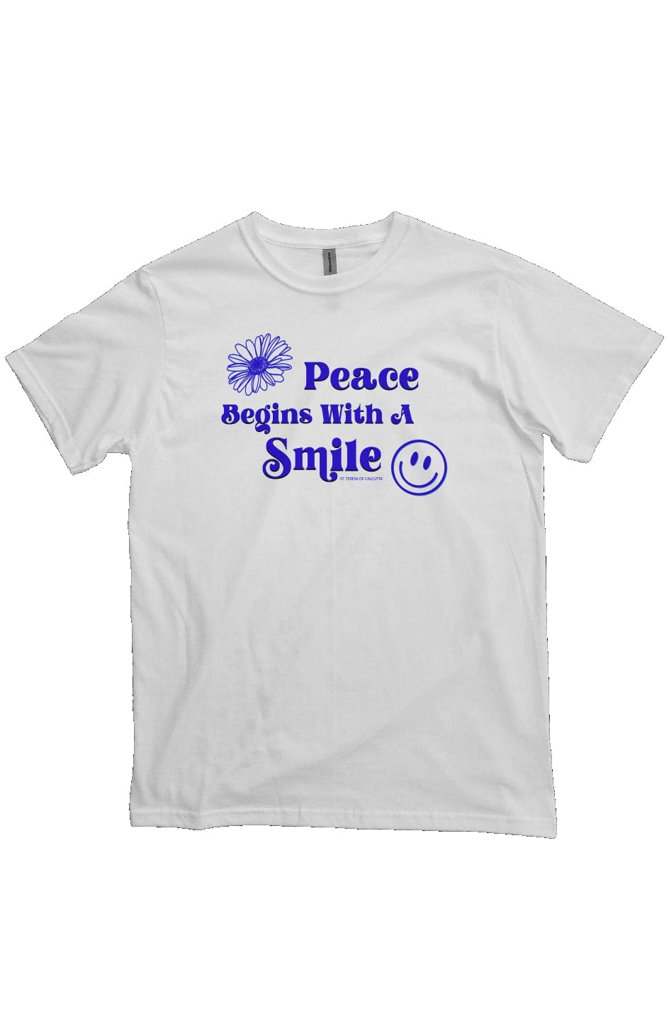 Apliiq tshirts white / s Peace Begins With a Smile - Mother Teresa Organic Cotton Tee