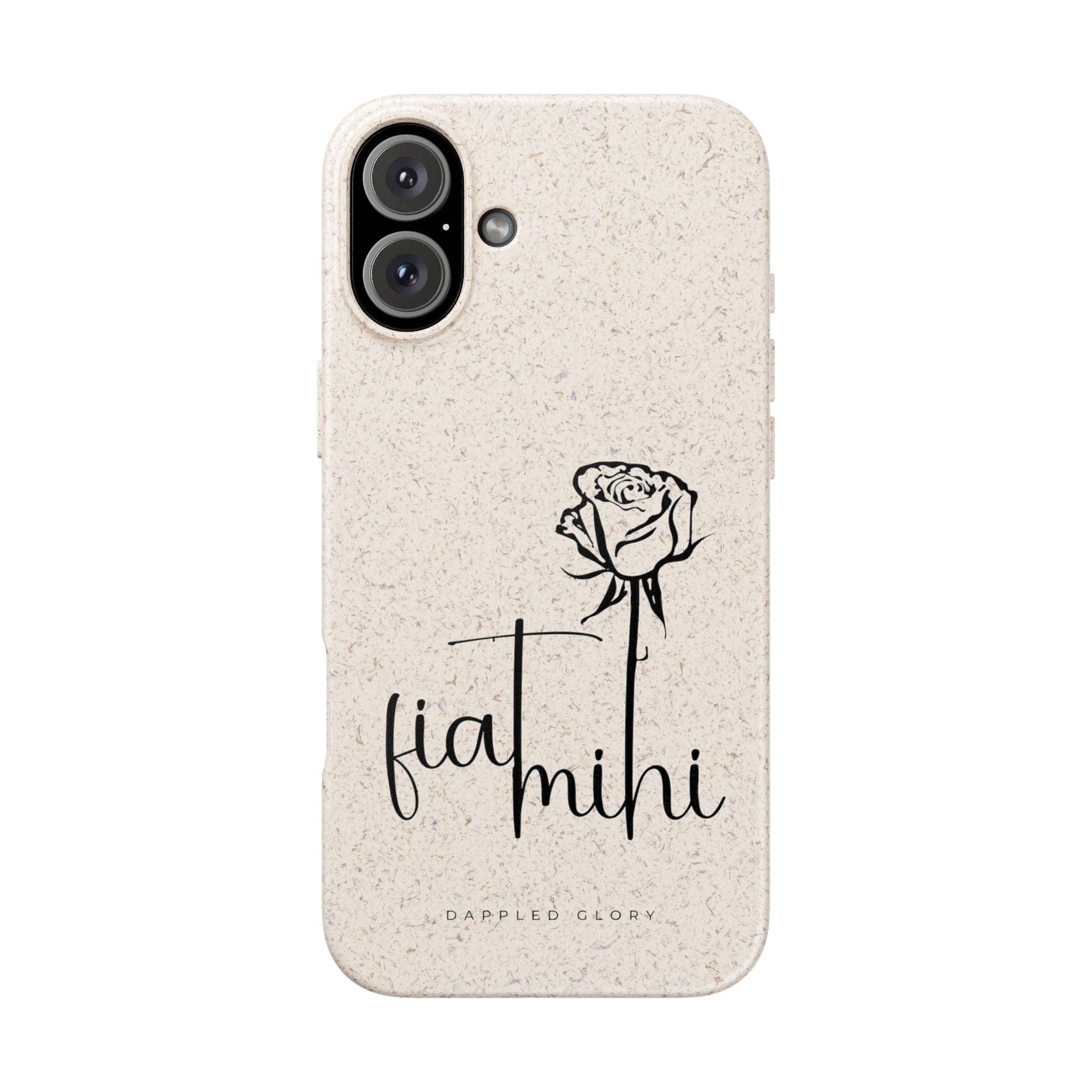 Printify Phone Case iPhone 16 Plus Fiat Mihi Eco-Friendly Biodegradable Phone Case with Floral Design