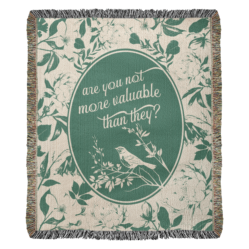 ShineOn Fulfillment Blanket 50" x 60" More Valuable (Matthew 6:26) Heirloom Woven Blanket