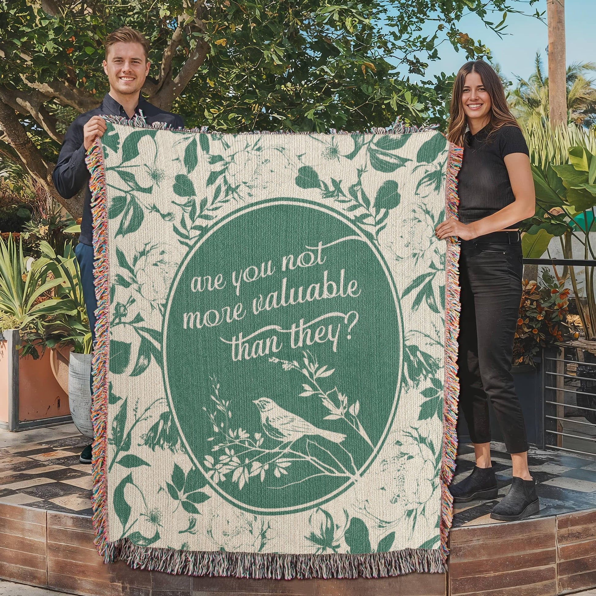 ShineOn Fulfillment Blanket More Valuable (Matthew 6:26) Heirloom Woven Blanket