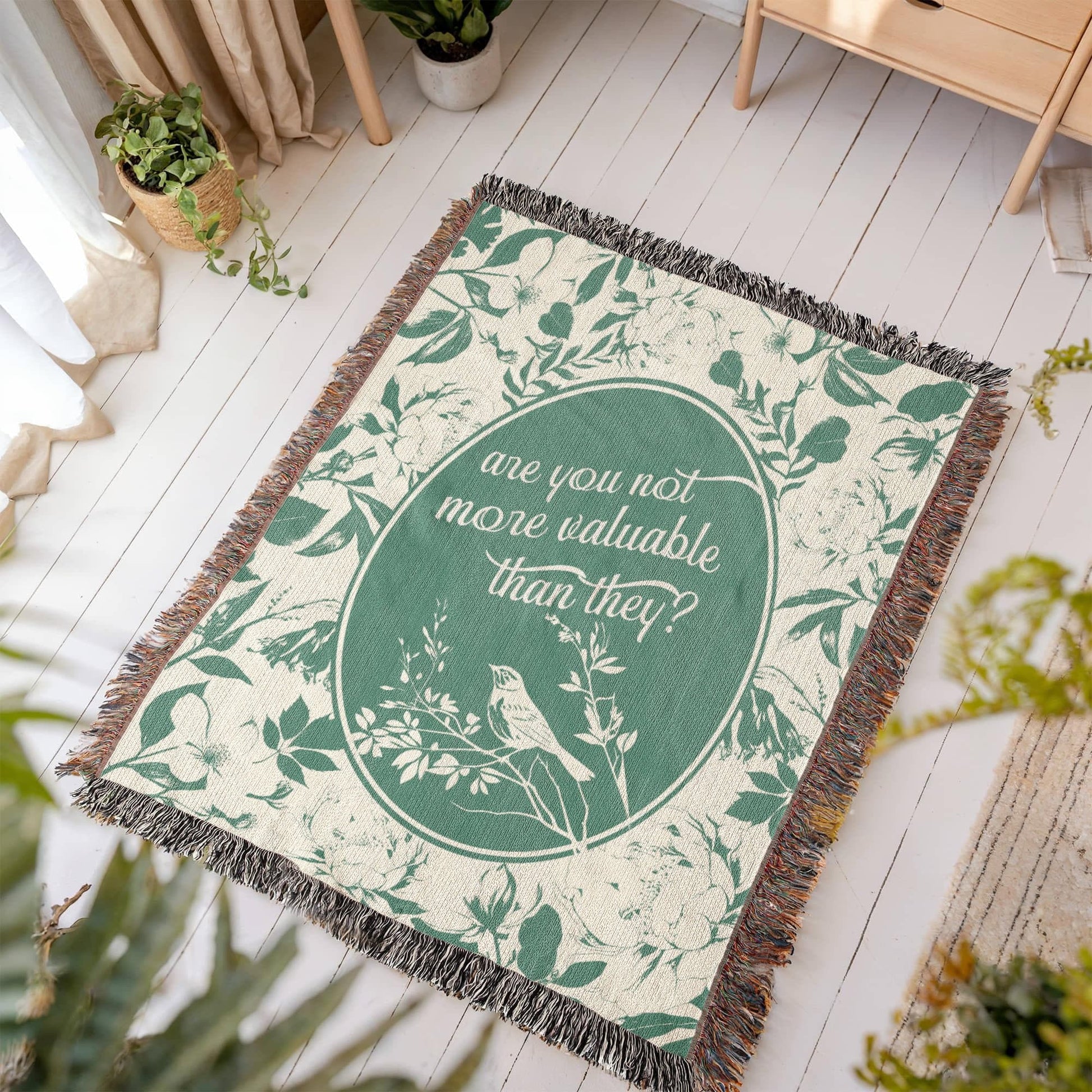 ShineOn Fulfillment Blanket More Valuable (Matthew 6:26) Heirloom Woven Blanket