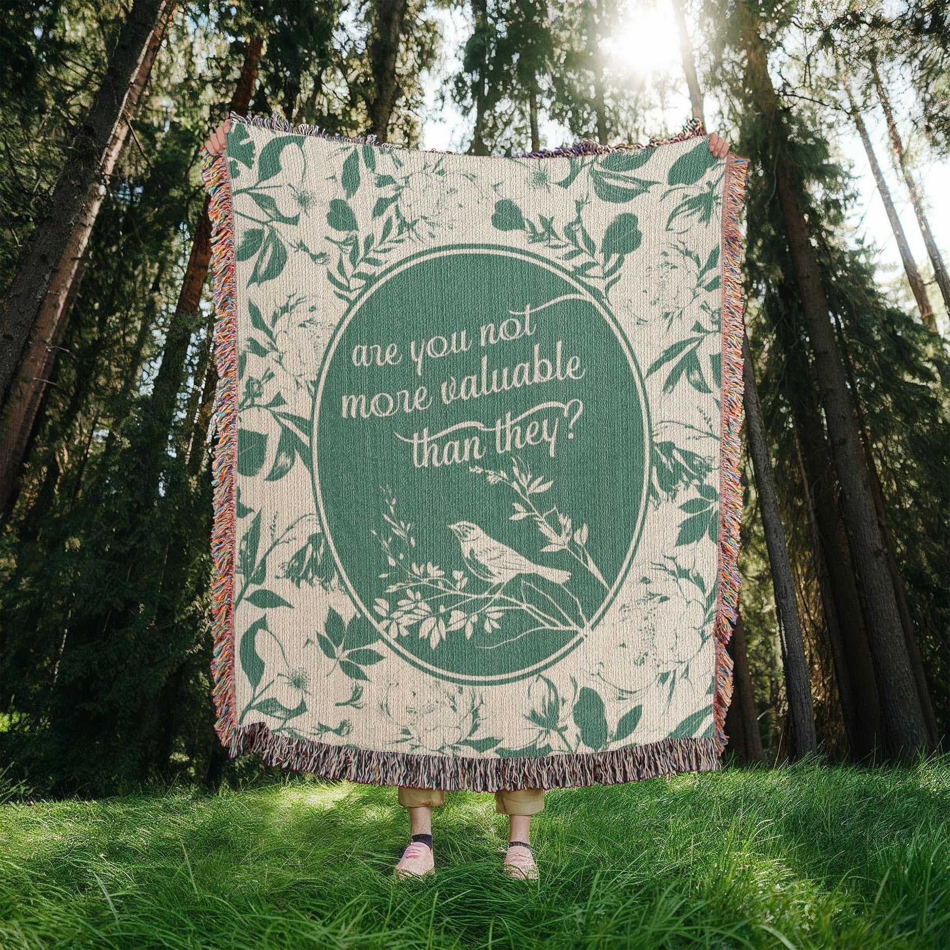 ShineOn Fulfillment Blanket More Valuable (Matthew 6:26) Heirloom Woven Blanket
