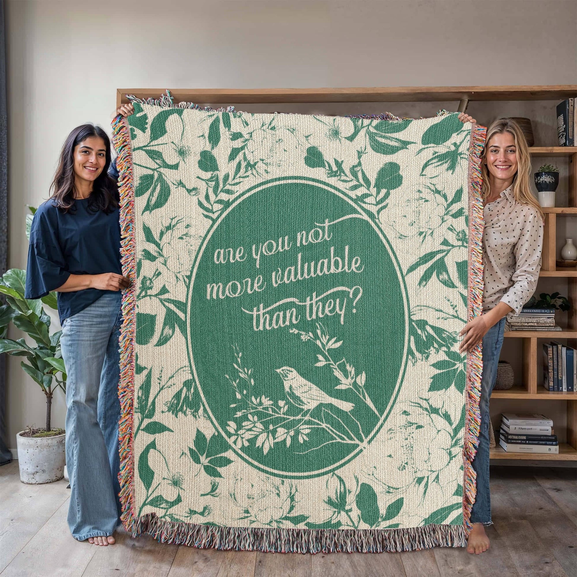 ShineOn Fulfillment Blanket More Valuable (Matthew 6:26) Heirloom Woven Blanket