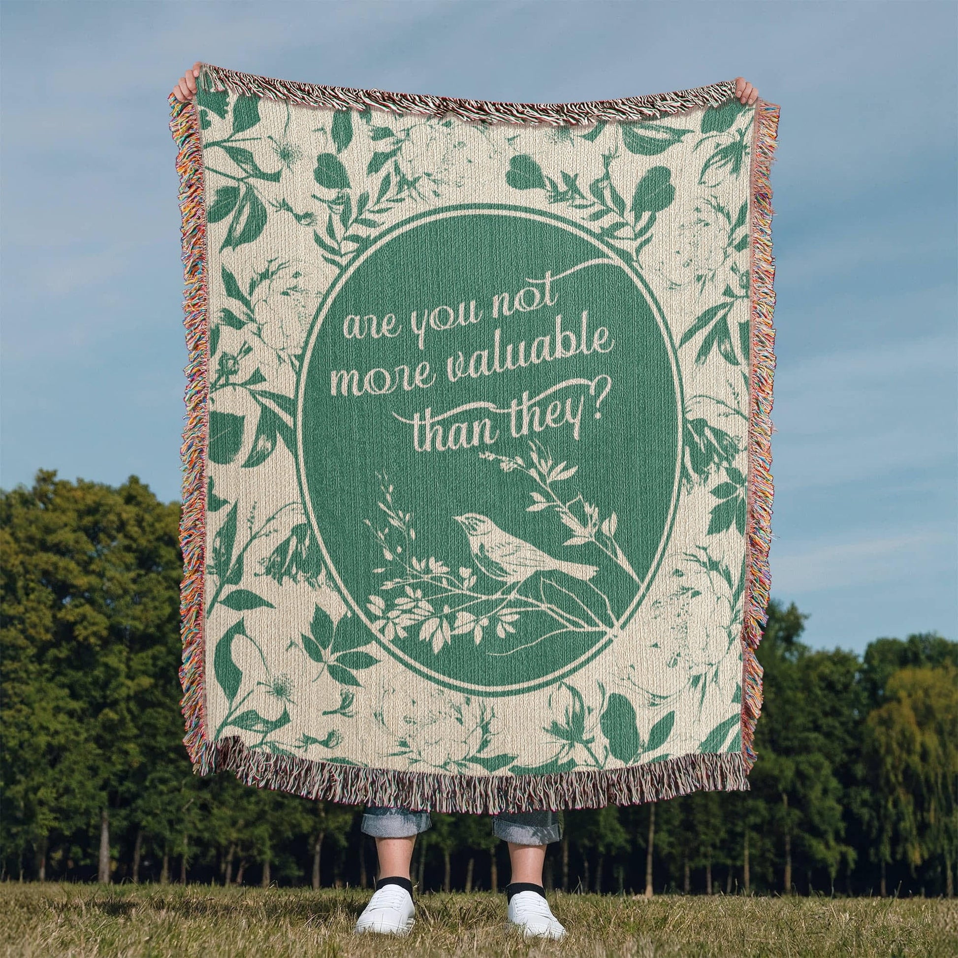 ShineOn Fulfillment Blanket More Valuable (Matthew 6:26) Heirloom Woven Blanket