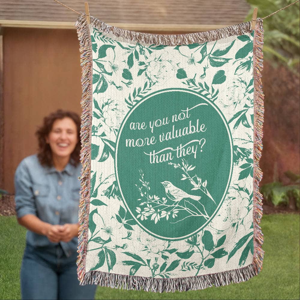 ShineOn Fulfillment Blanket More Valuable (Matthew 6:26) Heirloom Woven Blanket