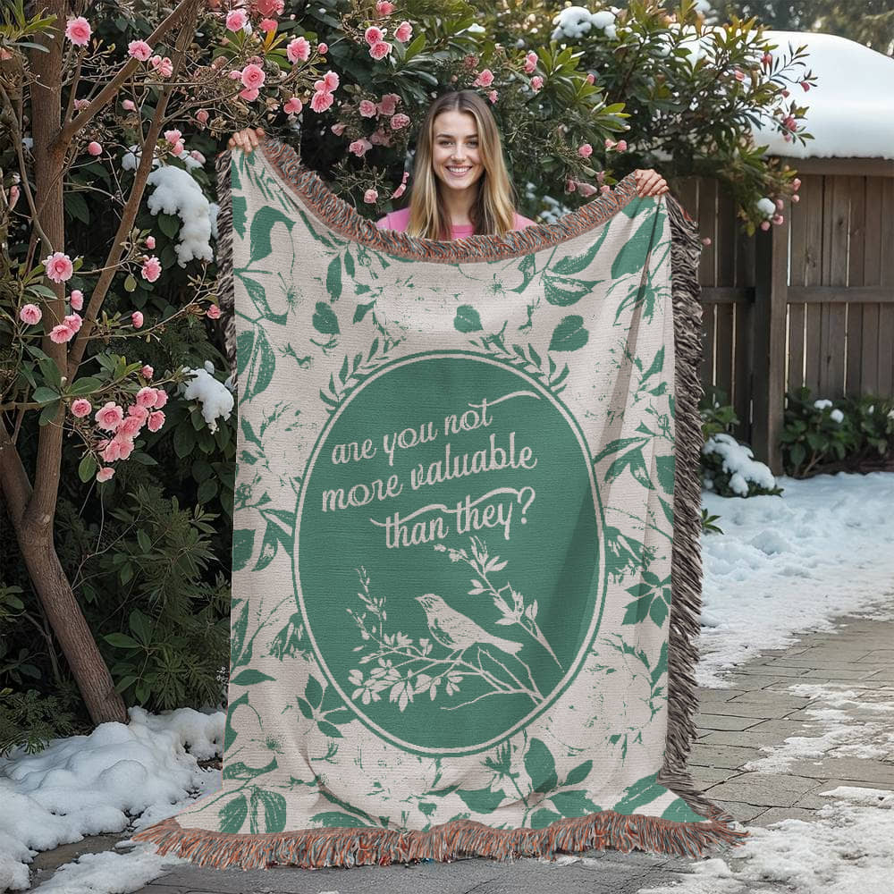 ShineOn Fulfillment Blanket More Valuable (Matthew 6:26) Heirloom Woven Blanket