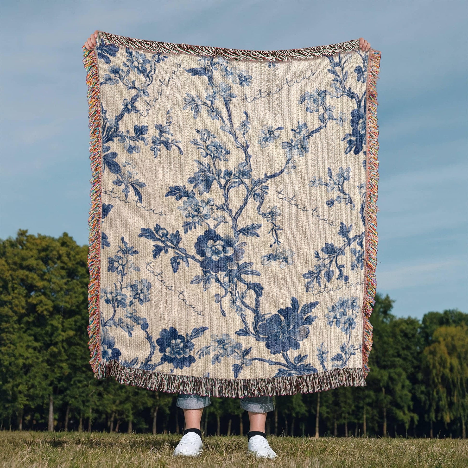 ShineOn Fulfillment Blanket Totus Tuus Floral Heirloom Woven Blanket