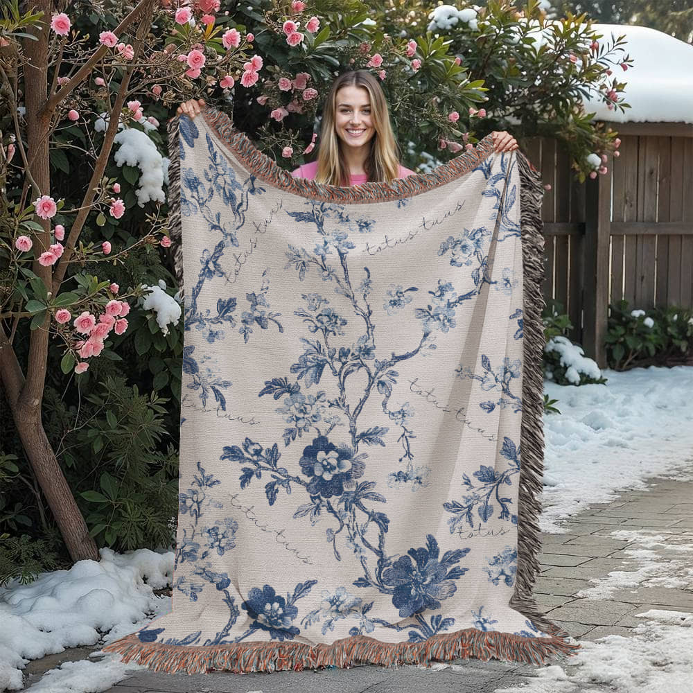 ShineOn Fulfillment Blanket Totus Tuus Floral Heirloom Woven Blanket