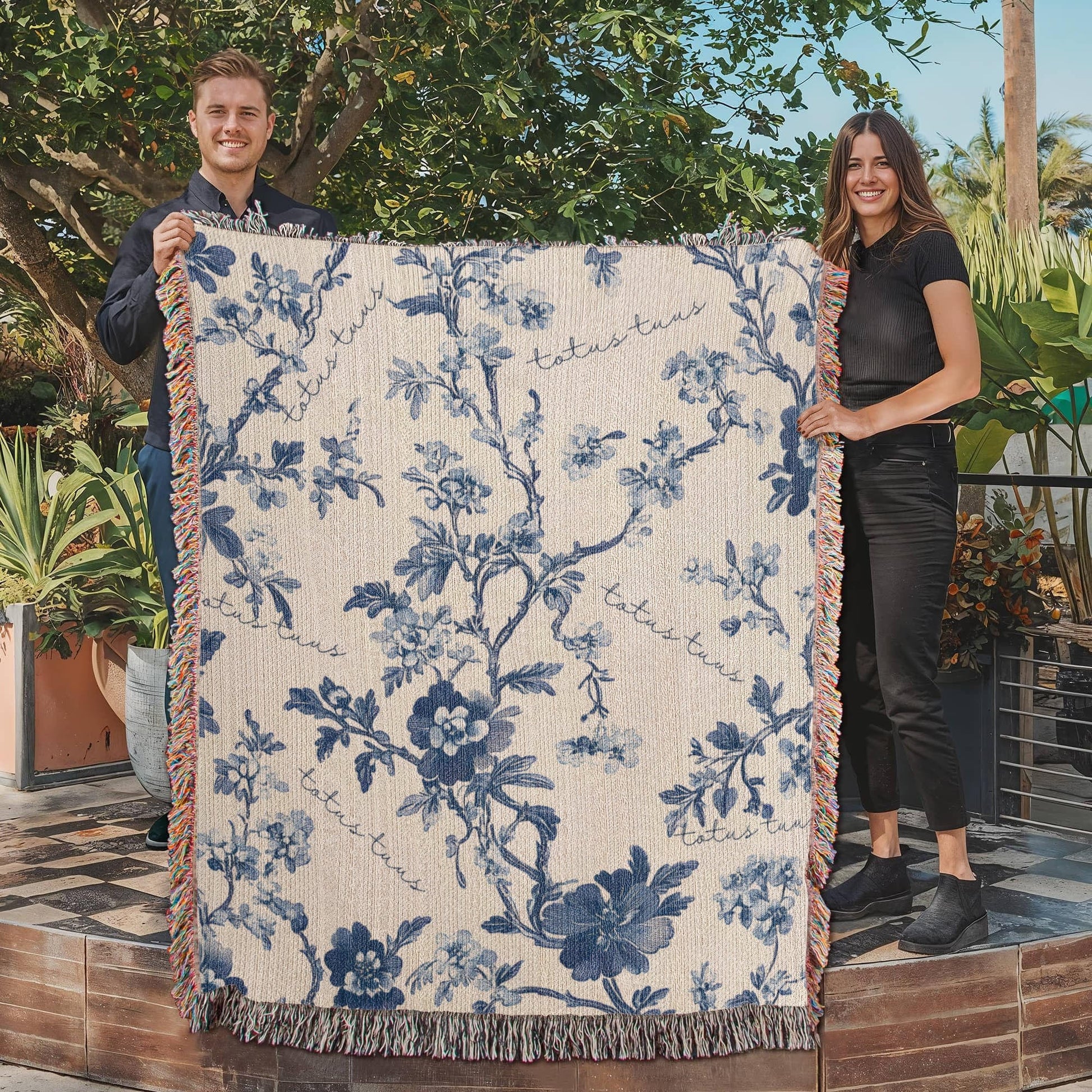 ShineOn Fulfillment Blanket Totus Tuus Floral Heirloom Woven Blanket