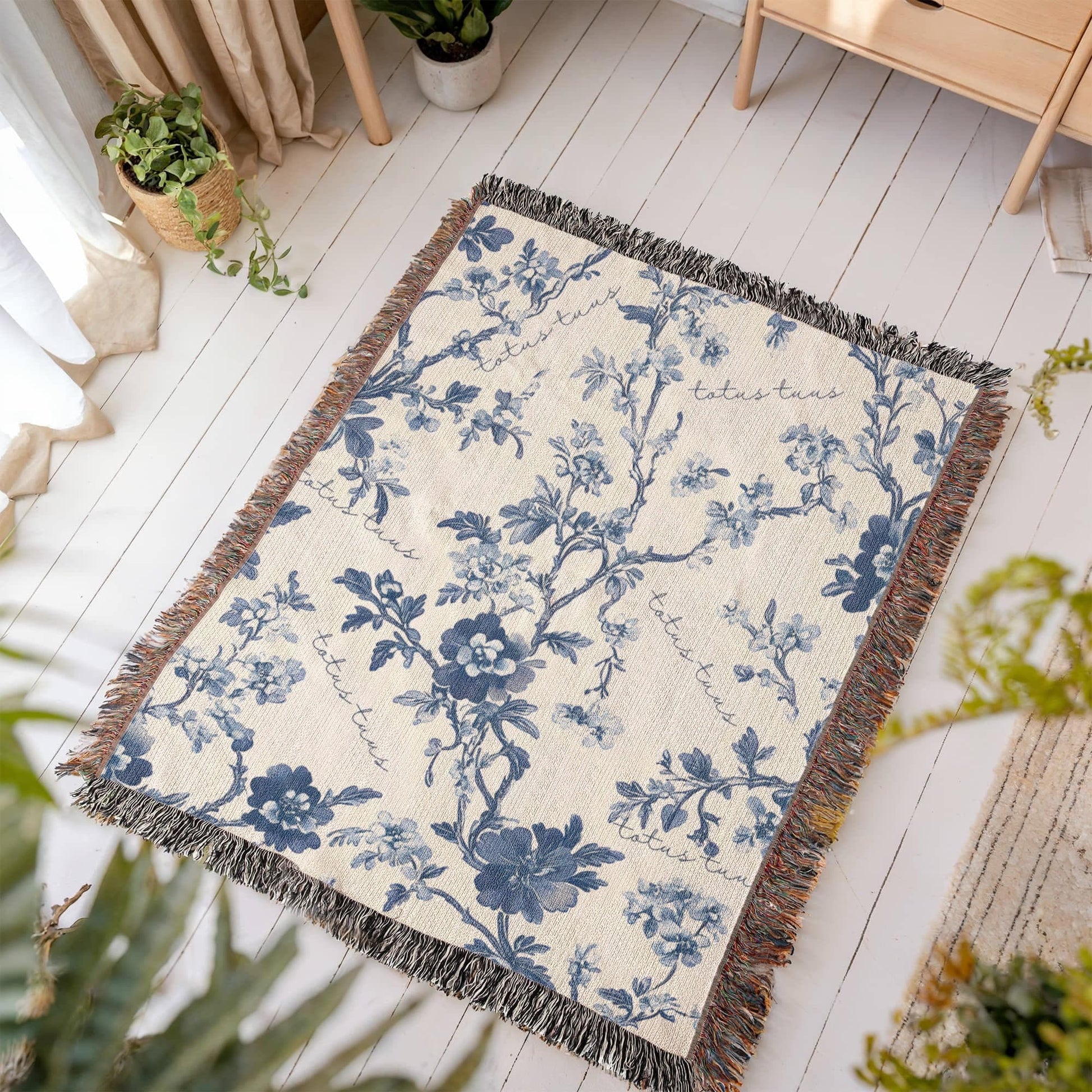 ShineOn Fulfillment Blanket Totus Tuus Floral Heirloom Woven Blanket