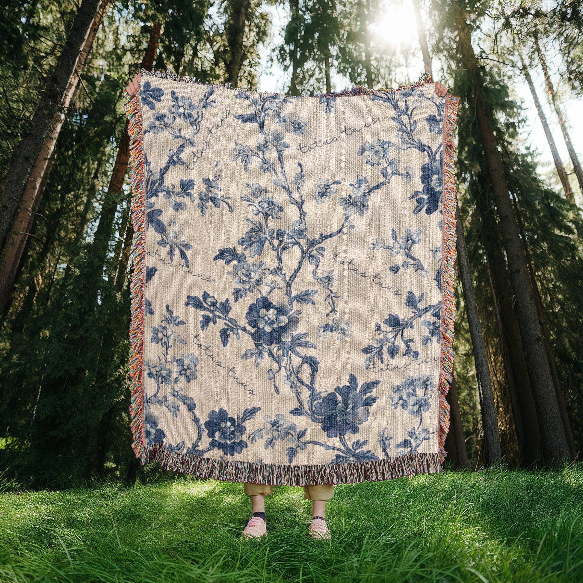 ShineOn Fulfillment Blanket Totus Tuus Floral Heirloom Woven Blanket