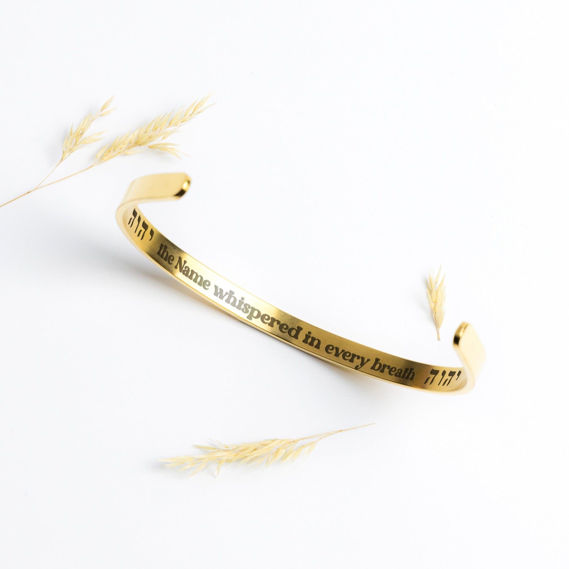 teelaunch Jewelry Gold Hebrew YHVH Breath Cuff Bracelet
