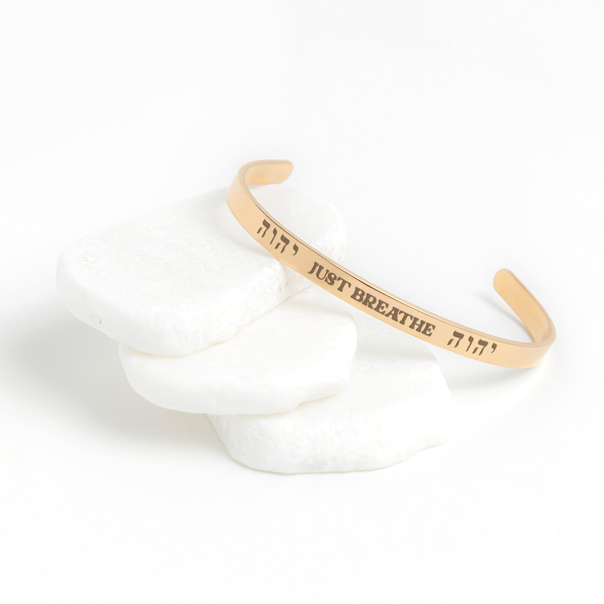 teelaunch Jewelry Rose Gold Hebrew YHVH Breath Cuff Bracelet