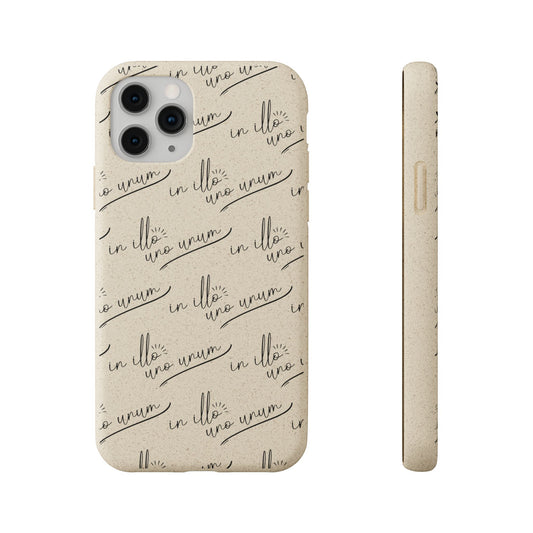 Pope Leo Papal Motto "in ill uno unum" Biodegradable Phone Case — Beige Eco-Friendly Protective Case