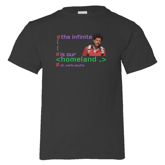 Apliiq tshirts Black / 2 St. Carlo Acutis - Infinte - Organic Cotton Kid's Tee
