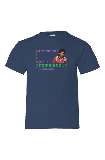 Apliiq tshirts Navy Blue / 2 St. Carlo Acutis - Infinte - Organic Cotton Kid's Tee