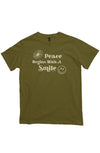 Apliiq tshirts Olive / s Peace Begins With a Smile - Mother Teresa Organic Cotton Tee