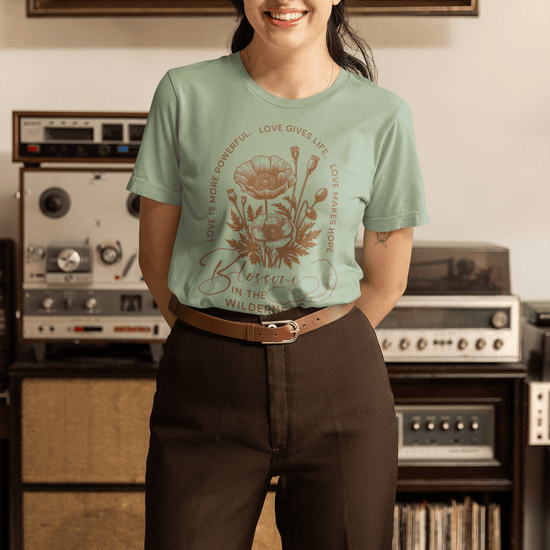 Apliiq tshirts Sage / xs Pope Francis Love Blossoms Unisex Premium Ring Spun Cotton Tee