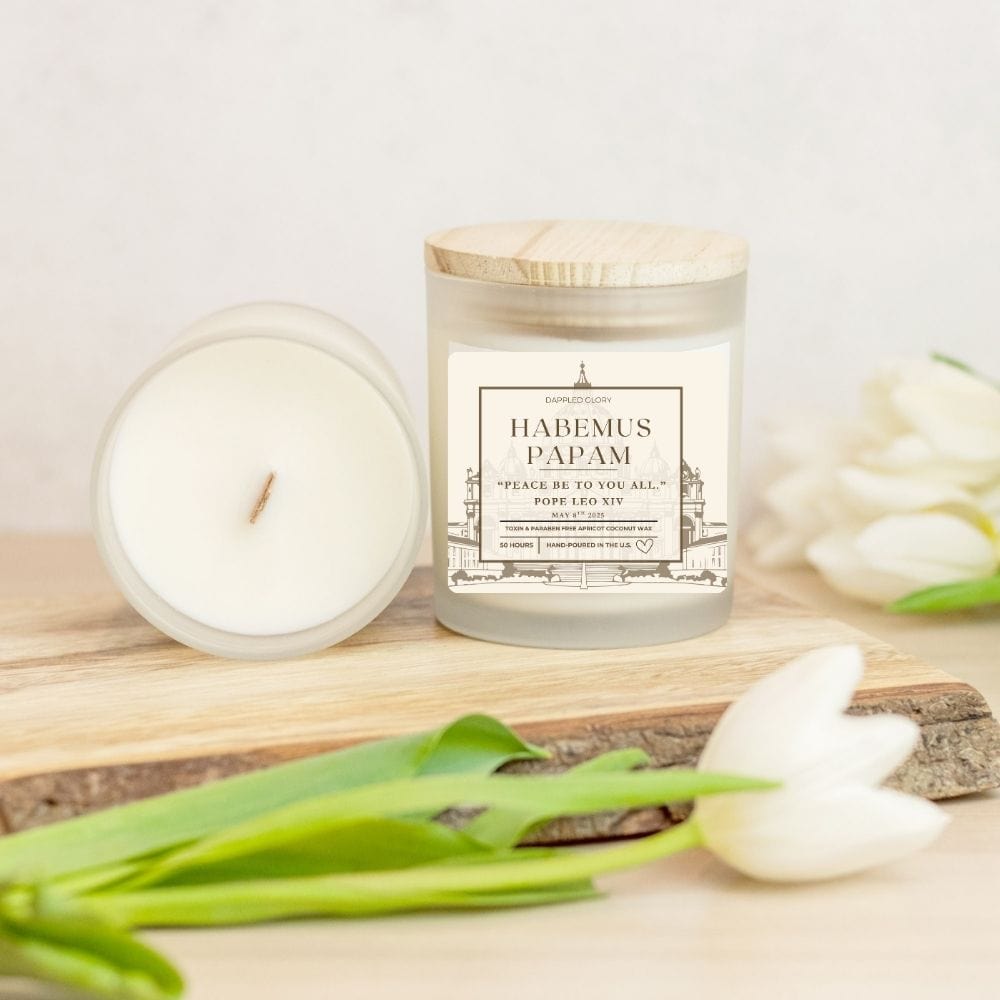 Dappled Designs Candles Habemus Papam Frosted Glass Keepsake Candle