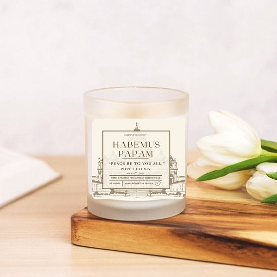 Dappled Designs Candles Habemus Papam Frosted Glass Keepsake Candle