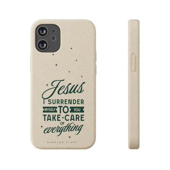 Printify Phone Case iPhone 12 Mini Jesus Surrender Prayer - Biodegradable Phone Case