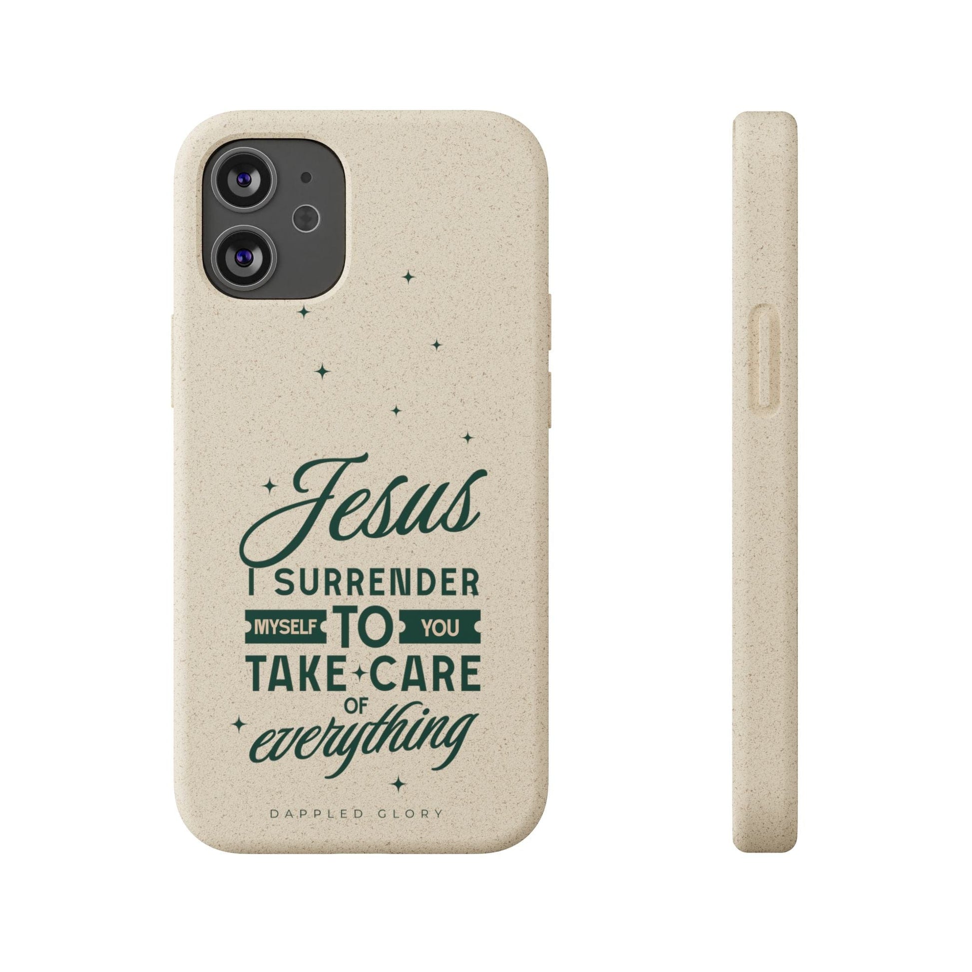 Printify Phone Case iPhone 12 Mini with gift packaging Jesus Surrender Prayer - Biodegradable Phone Case