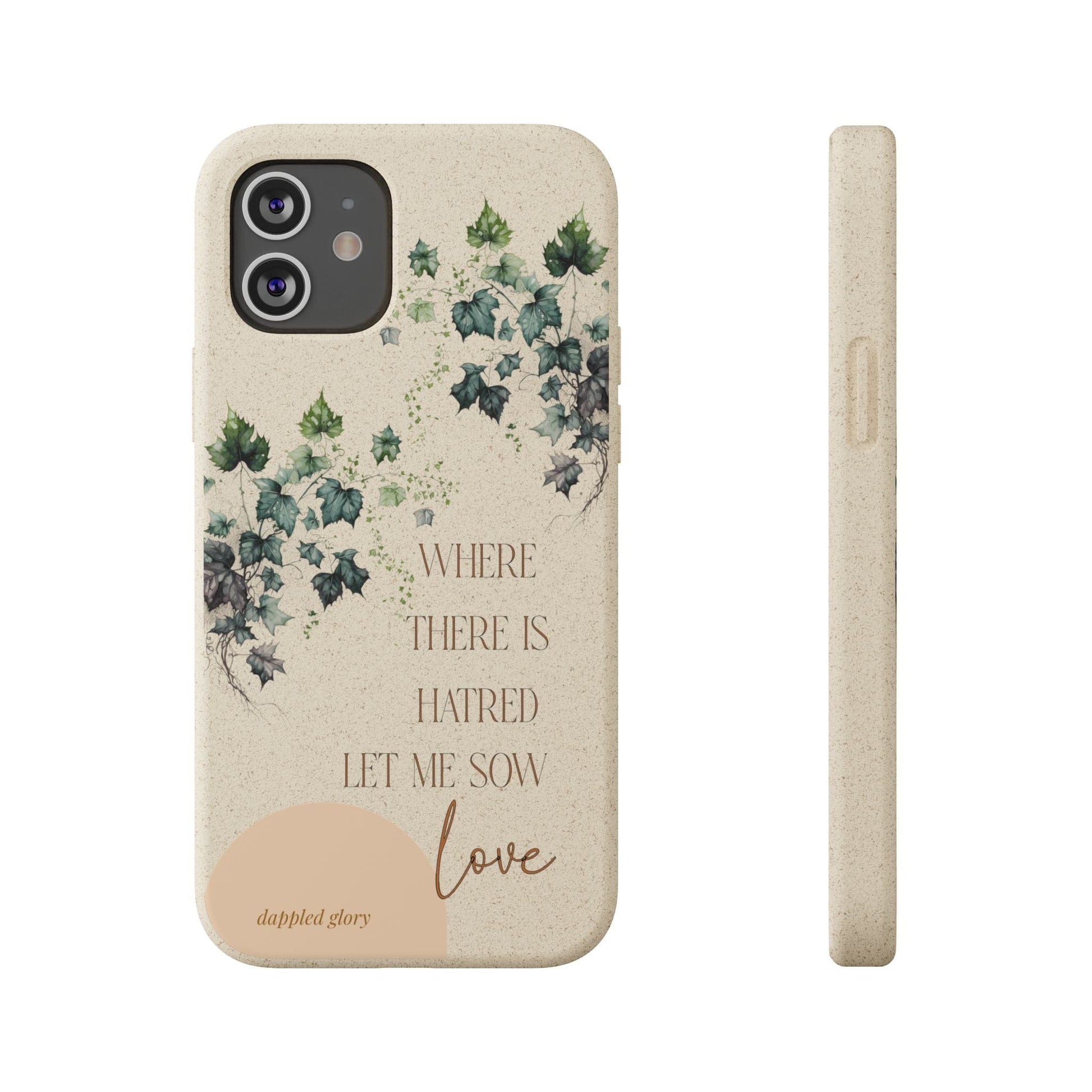 Printify Phone Case iPhone 12 Sow Love- St. Francis Eco-Friendly Biodegradable Phone Case
