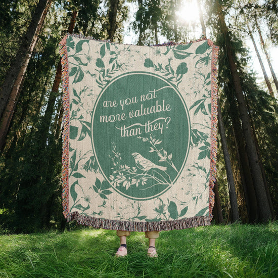 ShineOn Fulfillment Blanket More Valuable (Matthew 6:26) Heirloom Woven Blanket