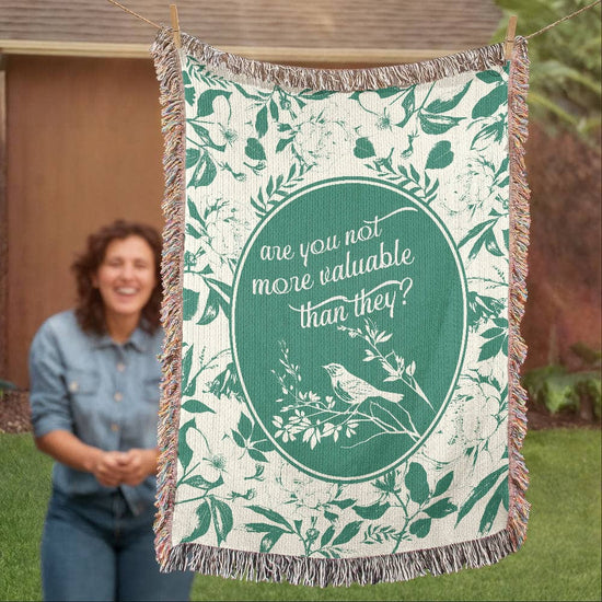 ShineOn Fulfillment Blanket More Valuable (Matthew 6:26) Heirloom Woven Blanket